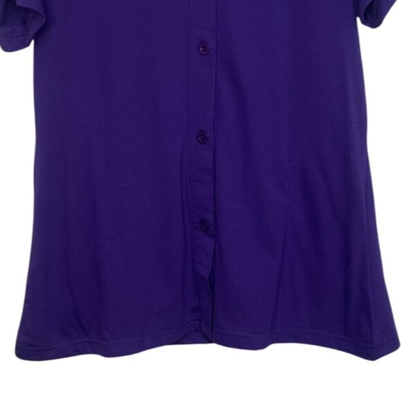 USBD Button Front Shirt Womens Medium Purple New Short Sleeve - Picture 4 of 7
